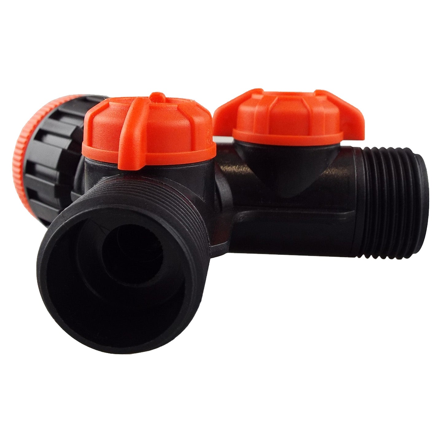 2-way Tap Splitter Valve with 3/4" Threads, Black