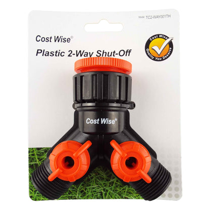 2-way Tap Splitter Valve with 3/4" Threads, Black