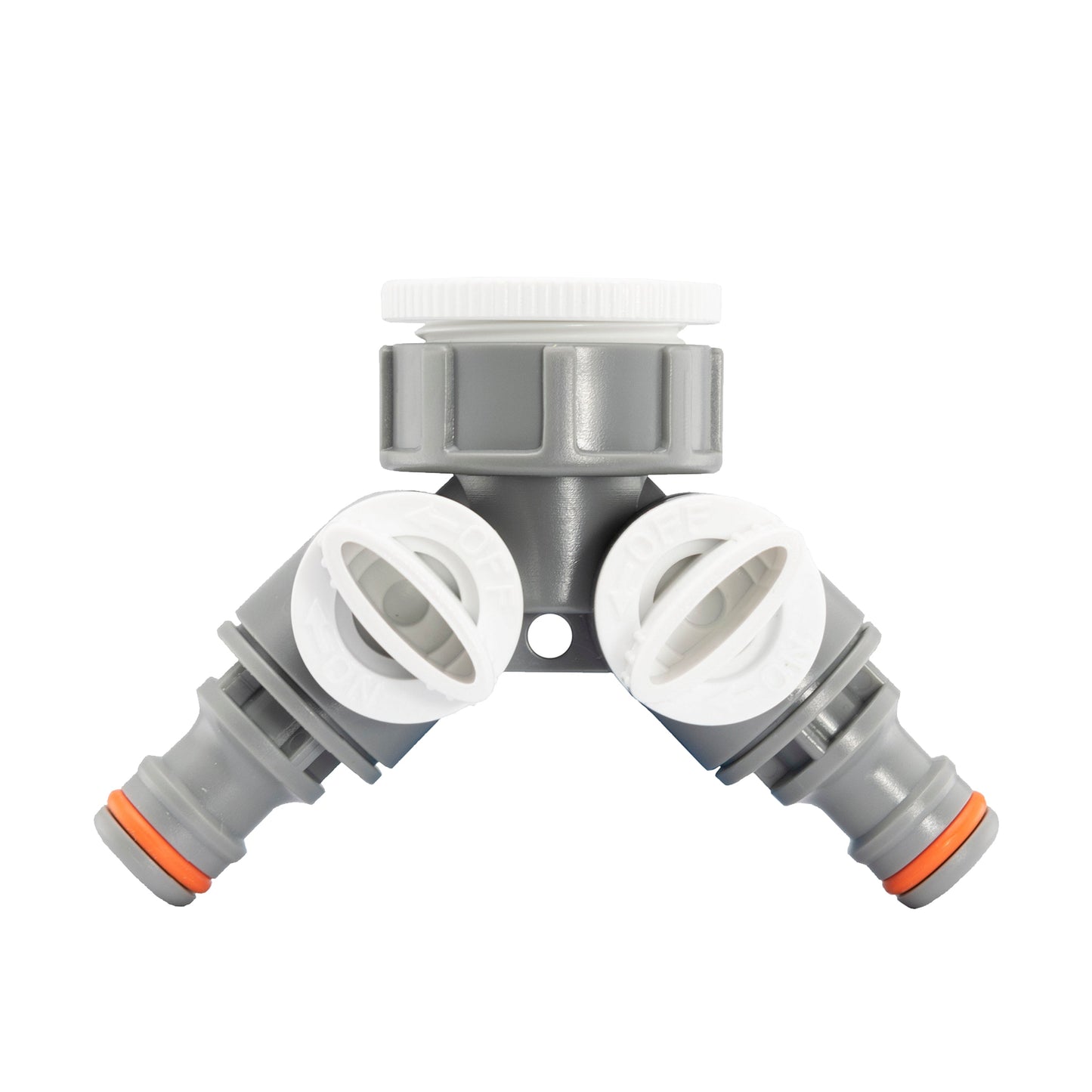 Double Outlet Tap Splitter with Valves, Grey