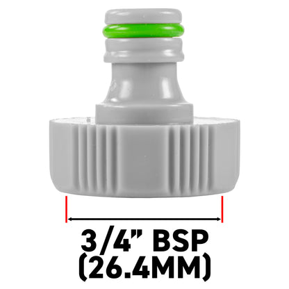 Female Tap Connector – 3/4” & 1/2” BSPF, Green & Grey