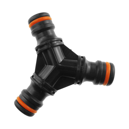 Three Way Male Quick Connector, Black