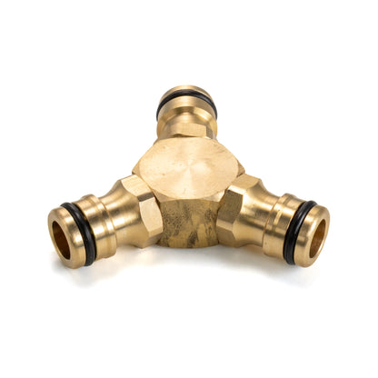 Three Way Male Quick Connector, Brass
