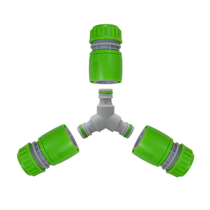 Three Way Hose Splitter With Quick Connectors - Green