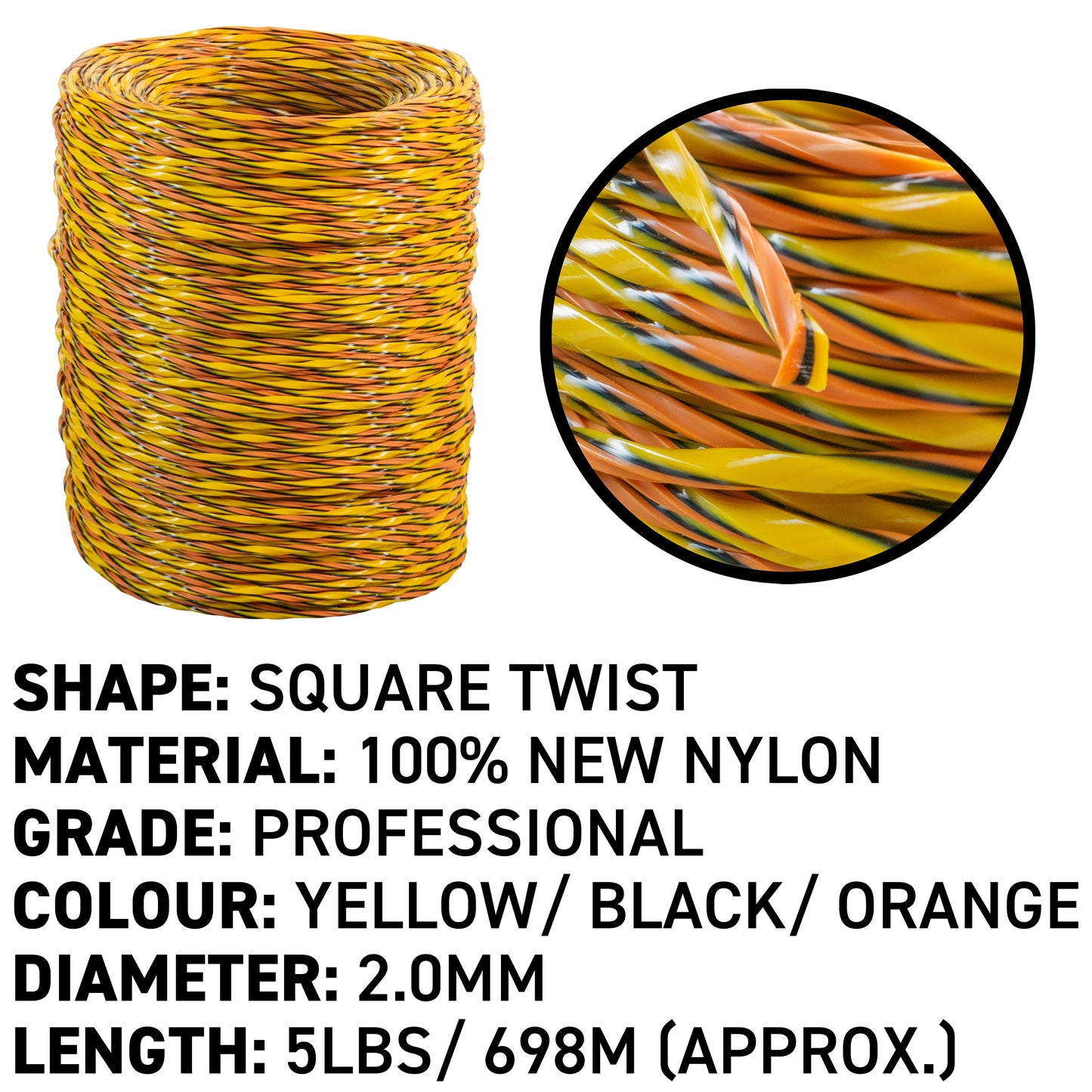 698m (2.27kg) Triple Core Twisted Trimmer Line, 2mm