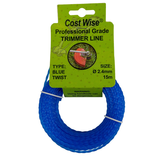 15m Twisted Blue Trimmer Line, 2.4mm