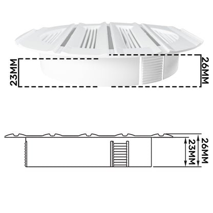 White Round Bella Louvre Vent, 100mm
