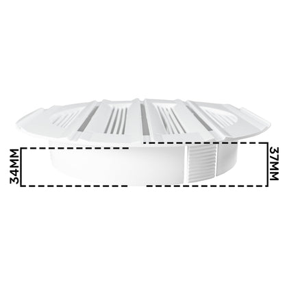 White Round Bella Louvre Vent, 150mm