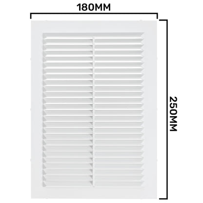 White Louvre Vent with Fly Screen, 180mm x 250mm