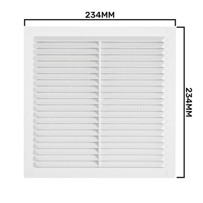 White Louvre Vent with Fly Screen, 235mm x 235mm