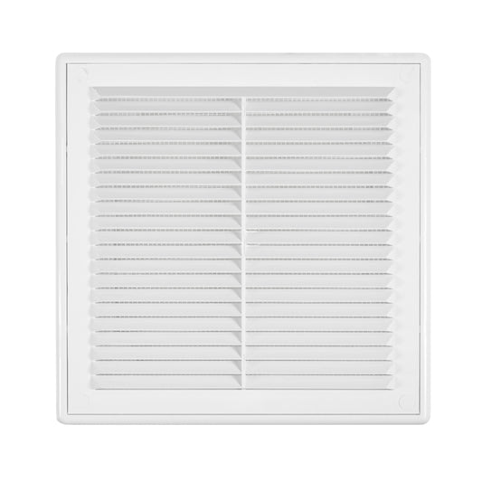 White Louvre Vent with Fly Screen, 250mm x 250mm
