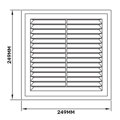 White Louvre Vent with Fly Screen, 250mm x 250mm