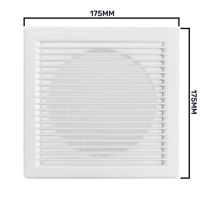 Luxury White Duo Smart Louvre Vent with Fly Mesh, 100mm x 100mm
