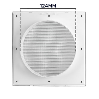 Luxury White Duo Smart Louvre Vent with Fly Mesh, 125mm x 125mm