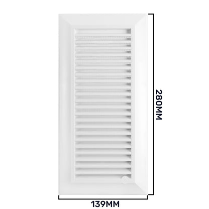 White Duo Smart Louvre Vent with Fly Mesh, 90mm x 240mm