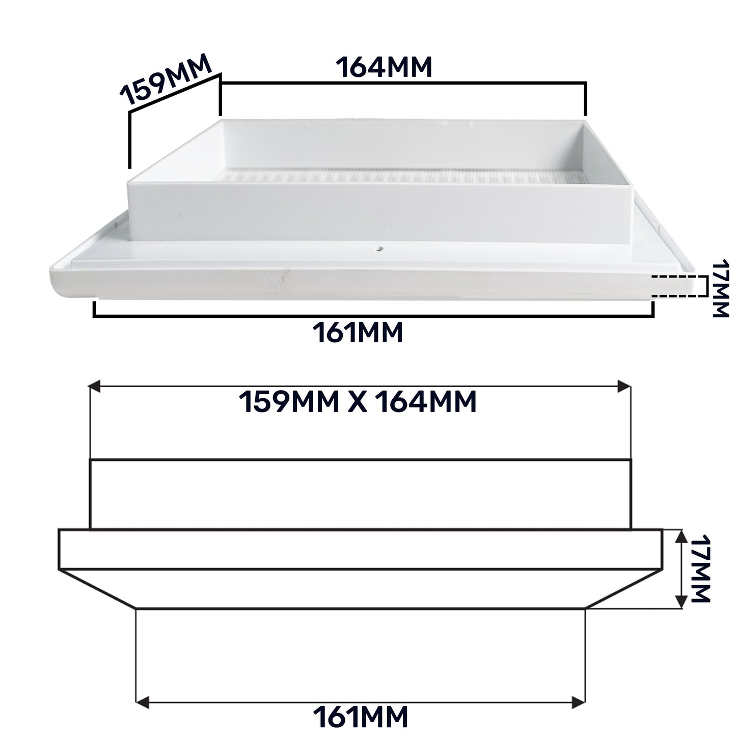 White Duo Smart Louvre Vent with Fly Mesh, 165mm x 165mm