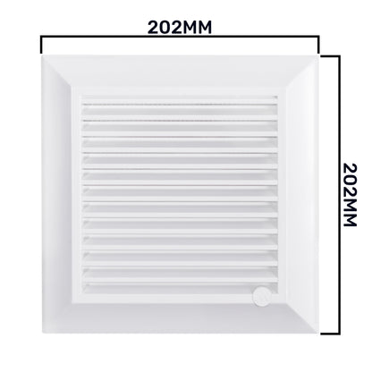 White Duo Smart Louvre Vent with Fly Mesh, 165mm x 165mm