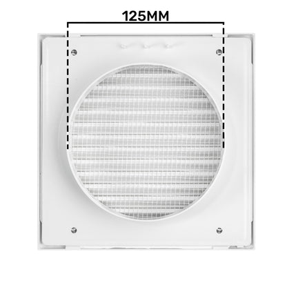 White Duo Smart Louvre Vent with Fly Mesh, 125mm x 125mm