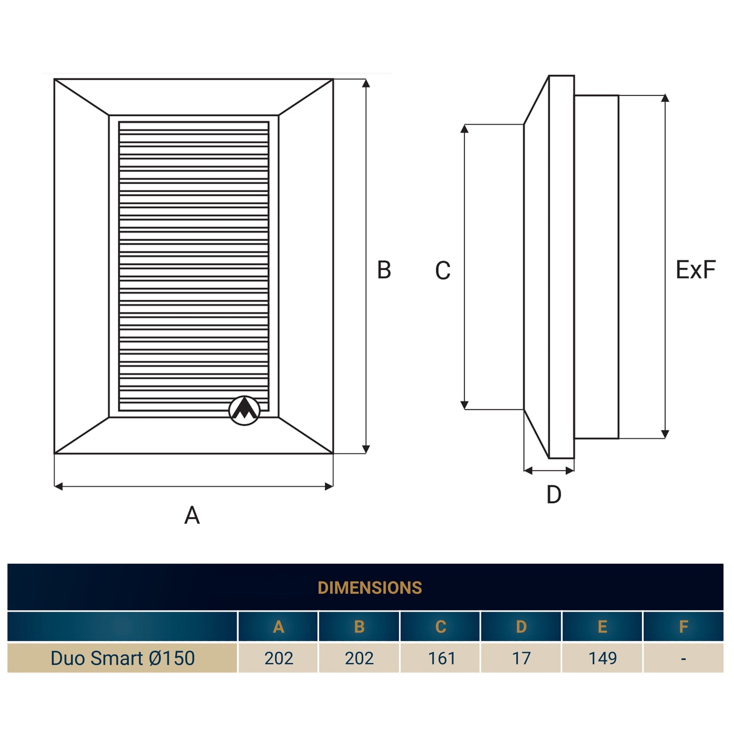 White Duo Smart Louvre Vent with Fly Mesh, 150mm x 150mm