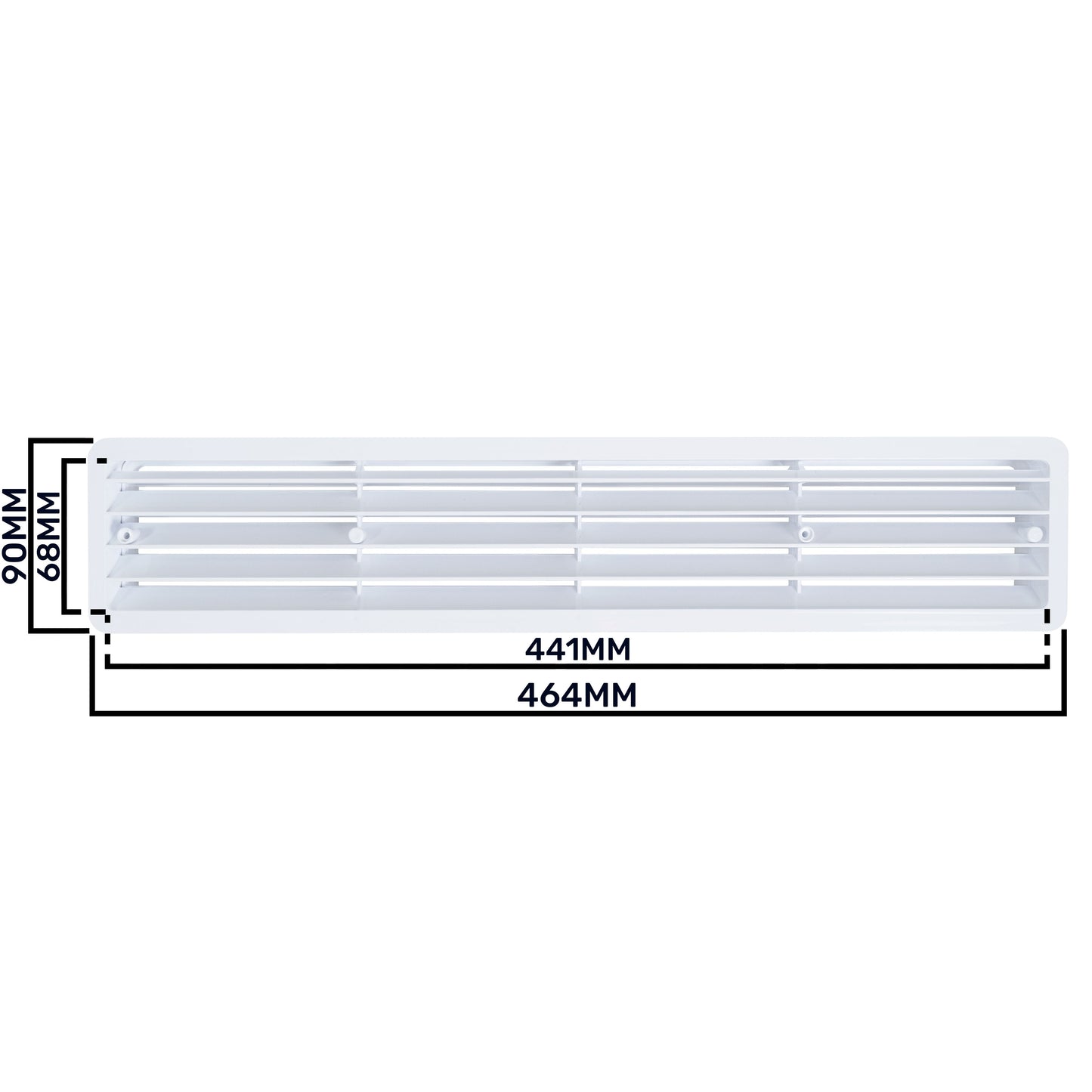 White Rectangle Louvre Door Vent, 70mm x 450mm