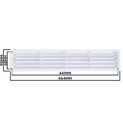 White Rectangle Louvre Door Vent, 70mm x 450mm