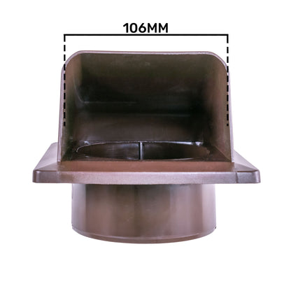 Brown External Louvre Vent with Hood, 100mm x 100mm