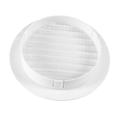 White Round Louvre Vent with Fly Mesh, 100mm