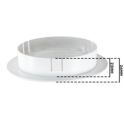 White Round Louvre Vent with Fly Mesh, 100mm