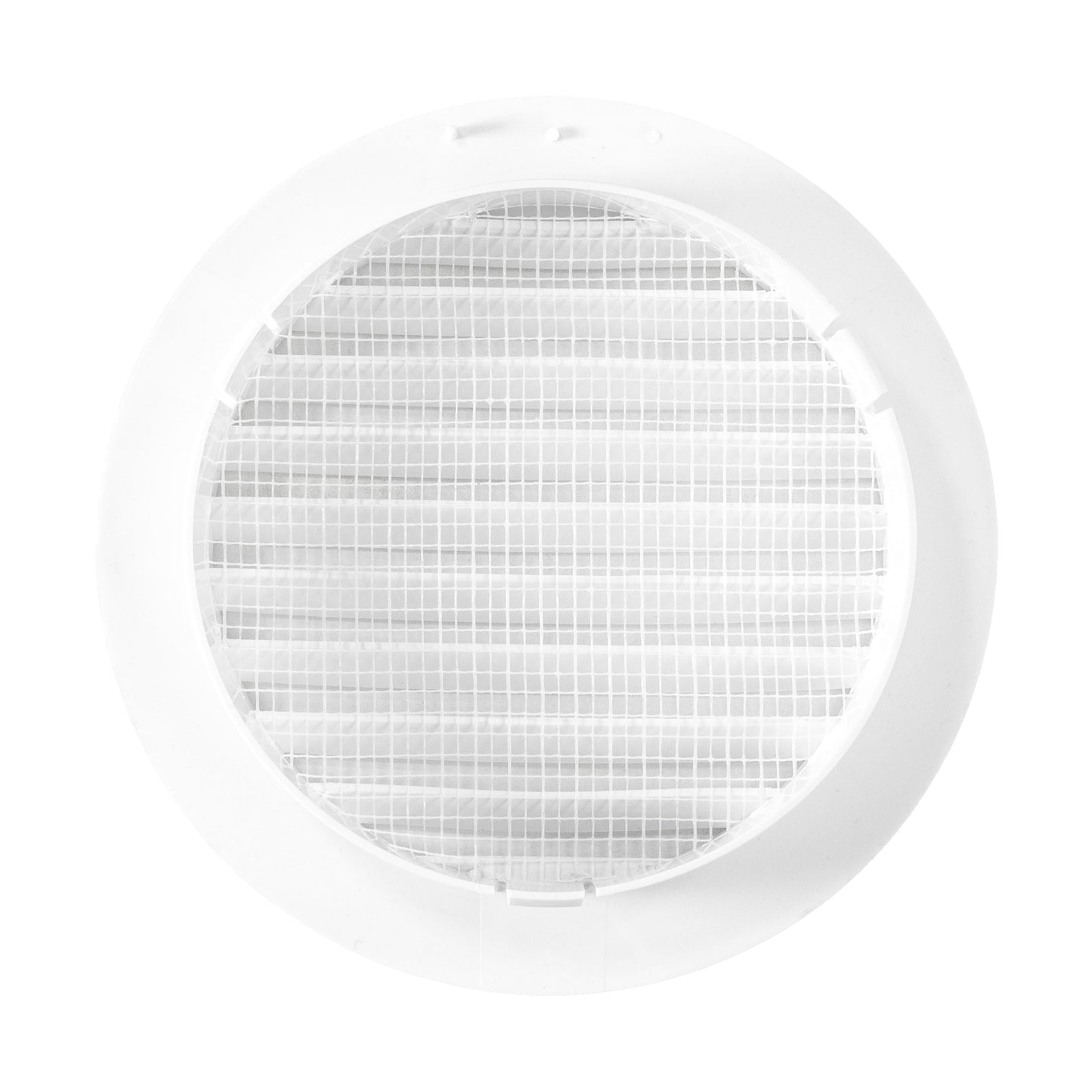 White Round Louvre Vent with Fly Mesh, 100mm