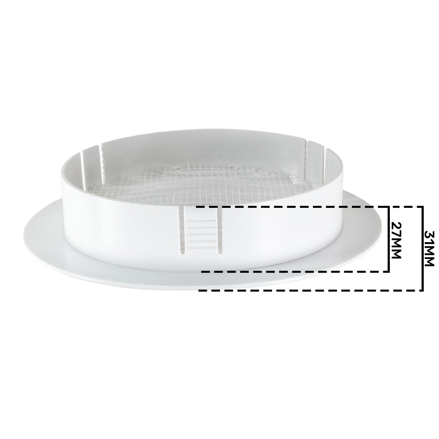 White Round Louvre Vent with Fly Mesh, 125mm