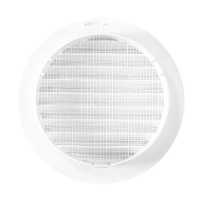 White Round Louvre Vent with Fly Mesh, 125mm