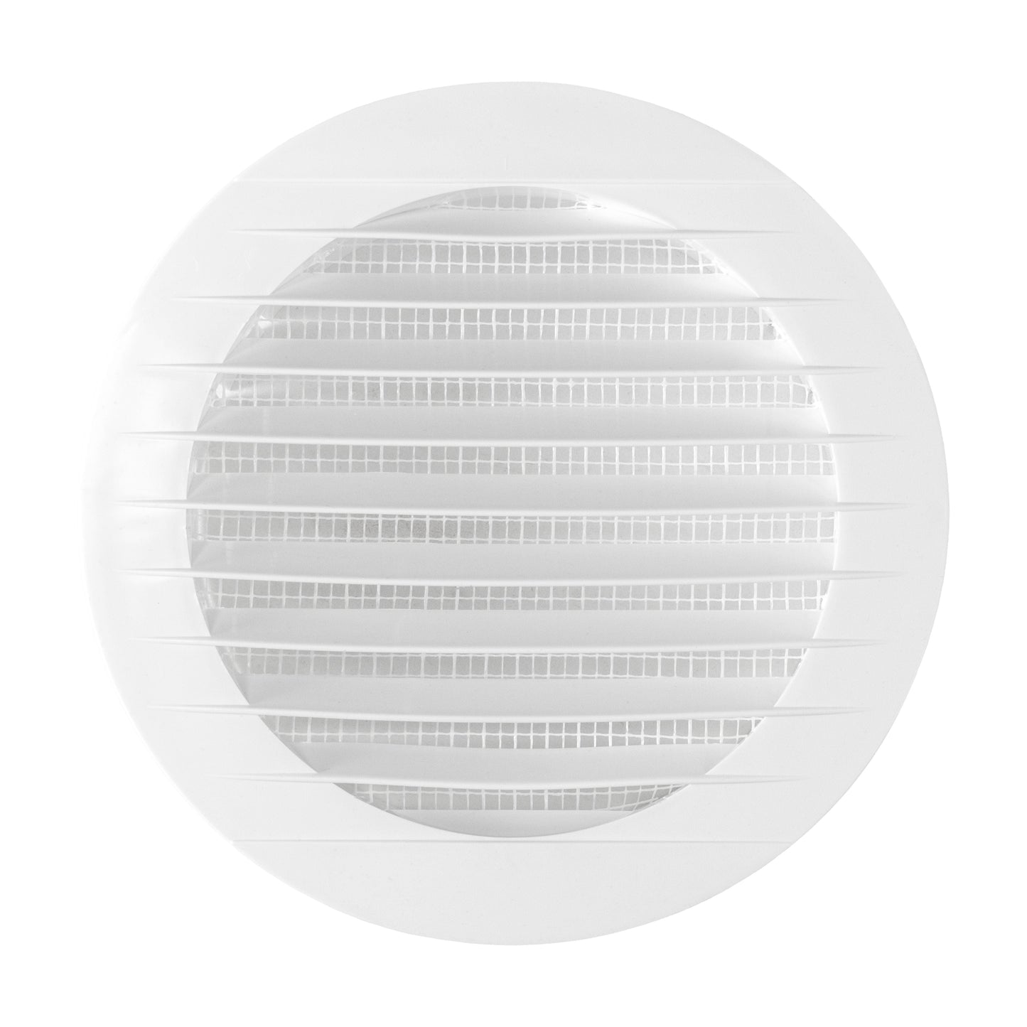 White Round Louvre Vent with Fly Mesh, 125mm
