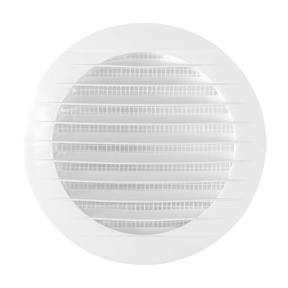 White Round Louvre Vent with Fly Mesh, 125mm