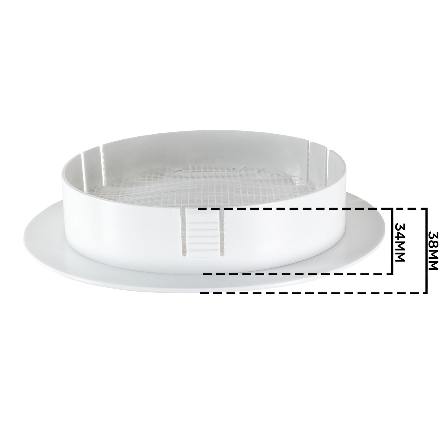 White Round Louvre Vent with Fly Mesh, 150mm