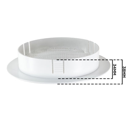 White Round Louvre Vent with Fly Mesh, 150mm