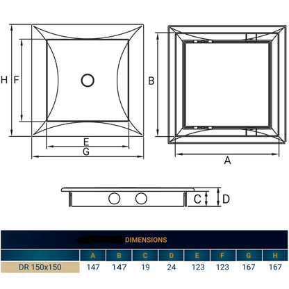 White Access Panel Service Door, 150mm x 150mm