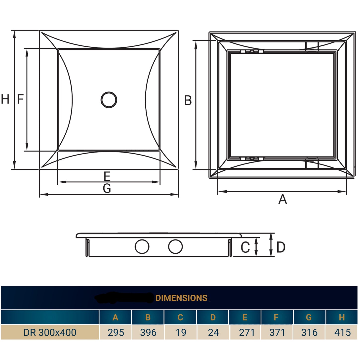 White Access Panel Service Door, 300mm x 400mm
