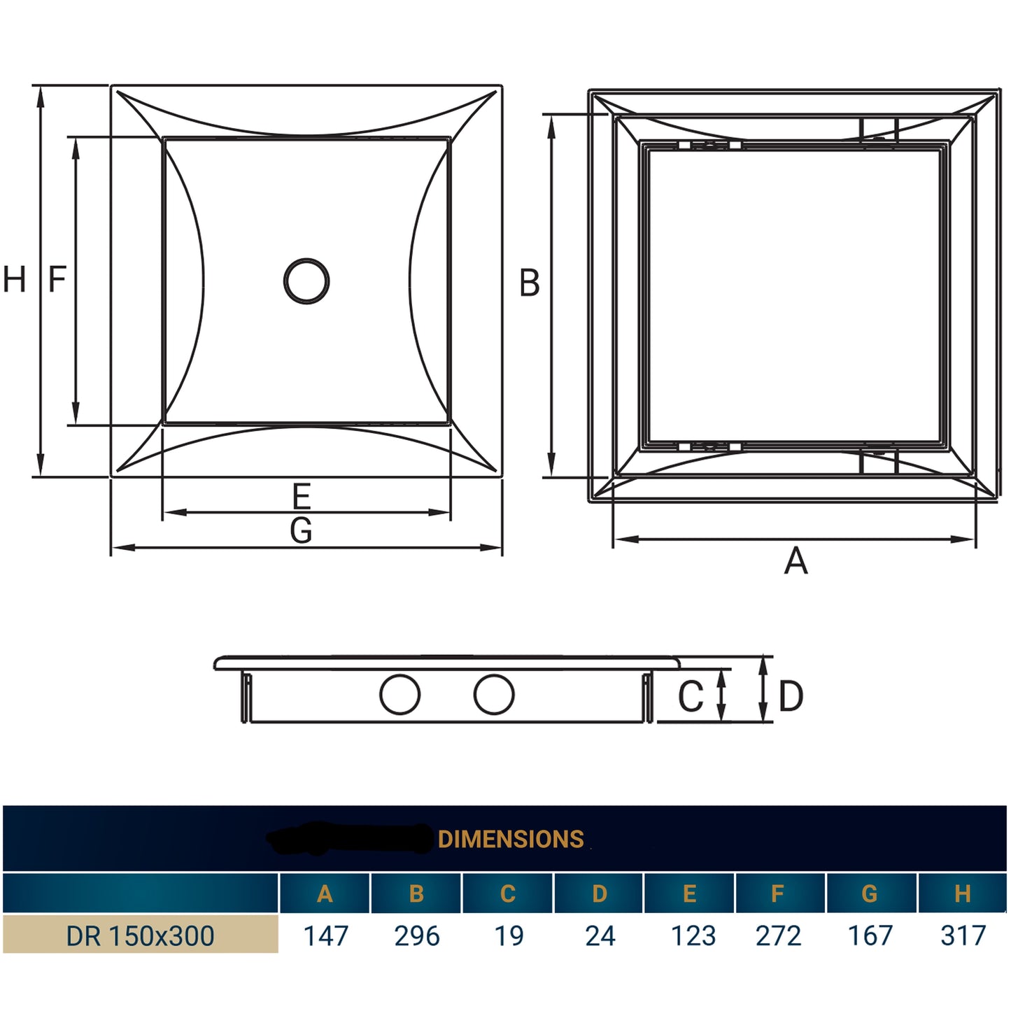 White Access Panel Service Door, 150mm x 300mm