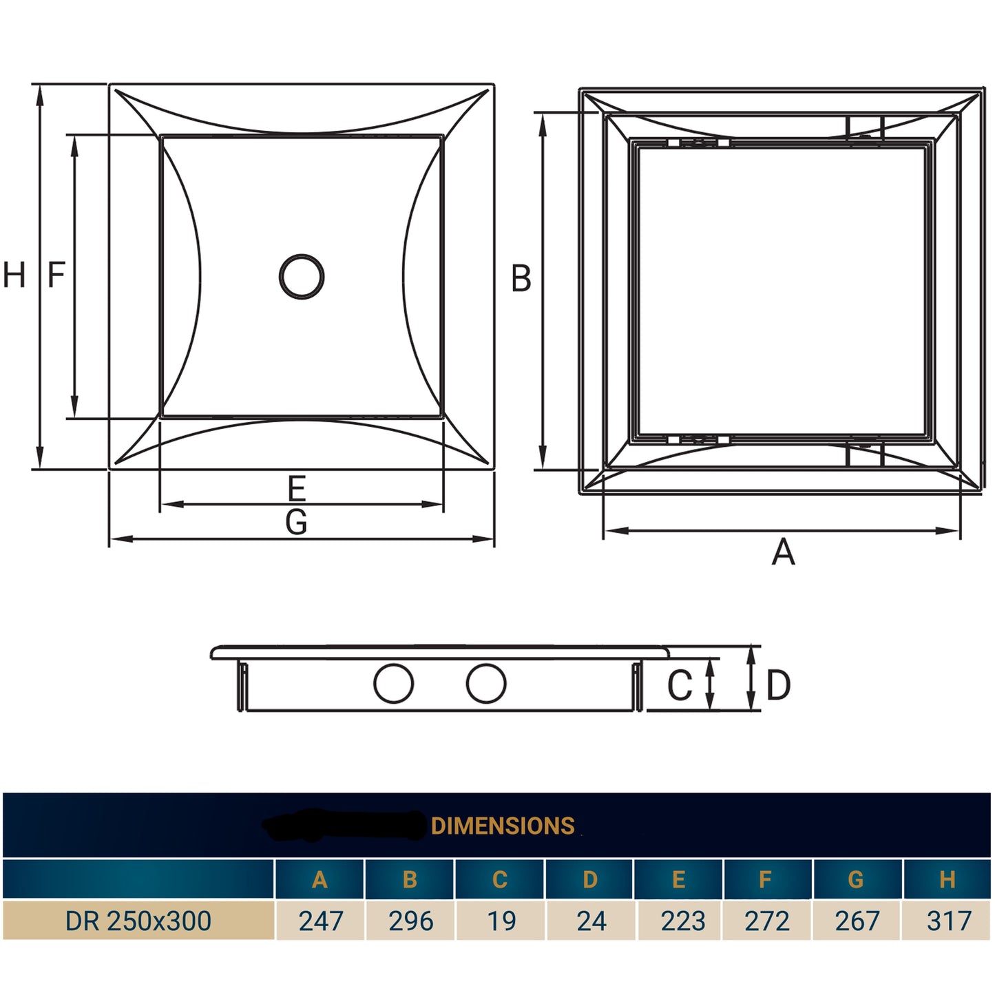 White Access Panel Service Door, 250mm x 300mm