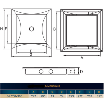 White Access Panel Service Door, 250mm x 300mm
