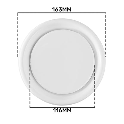White Anemostat Intake Ceiling Valve, 125mm