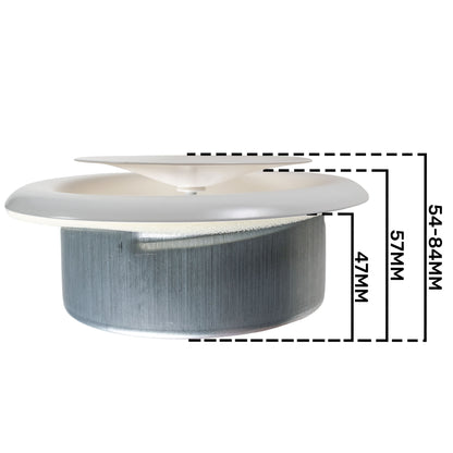 White Metal Anemostat Intake Ceiling Valve, 125mm