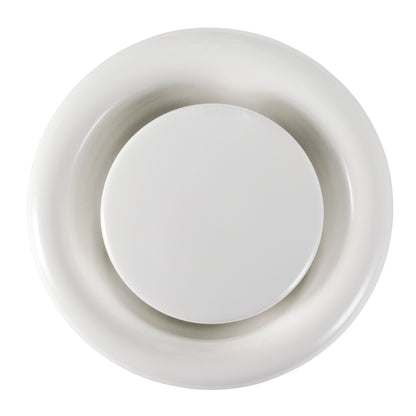 White Metal Anemostat Exhaust Ceiling Valve, 125mm