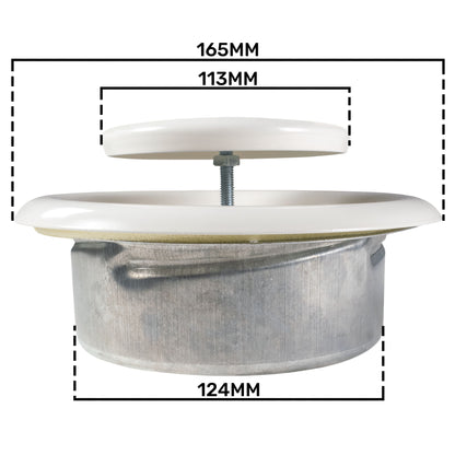 White Metal Anemostat Exhaust Ceiling Valve, 125mm