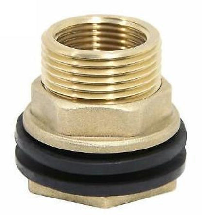 Brass Water Butt Tank Adapter, 3/4" BSPM to 1/2" BSPF
