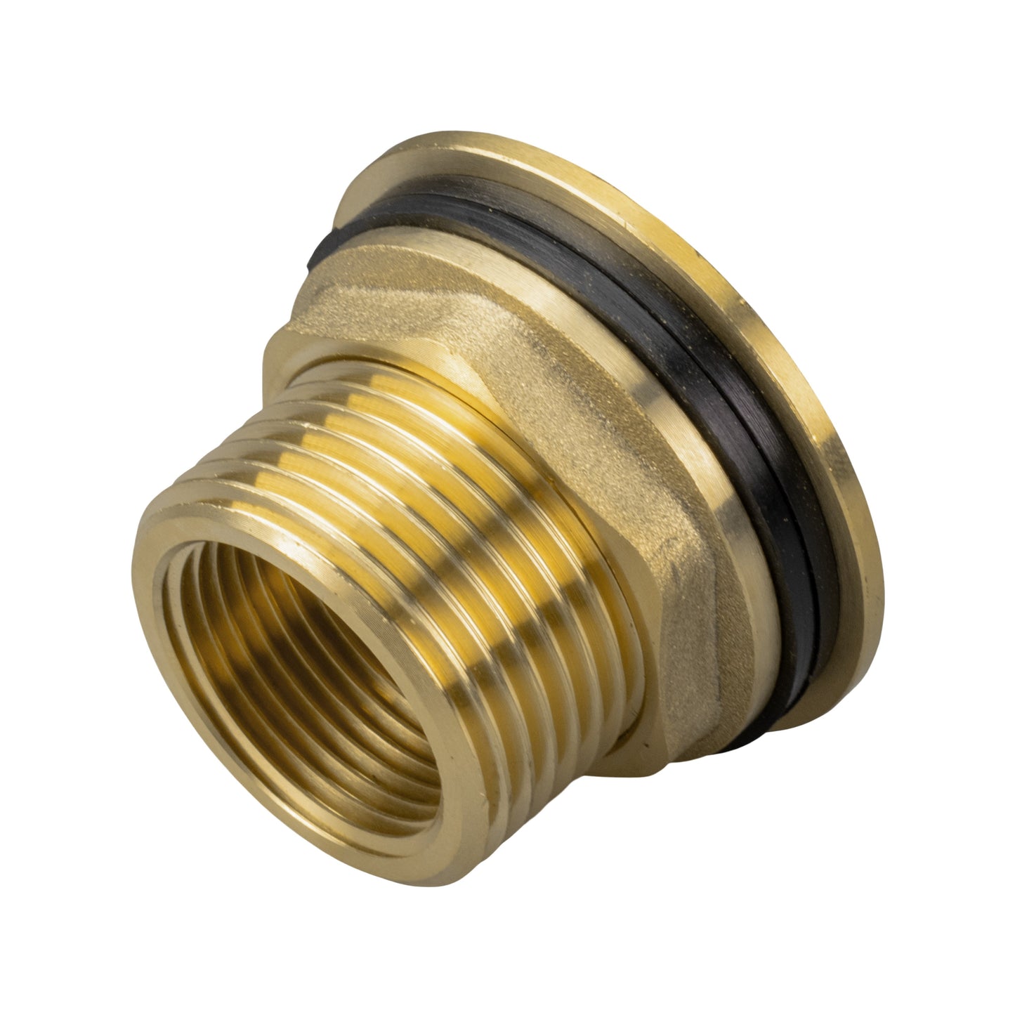 Brass Water Butt Tank Adapter, 1" BSPM to 3/4" BSPF