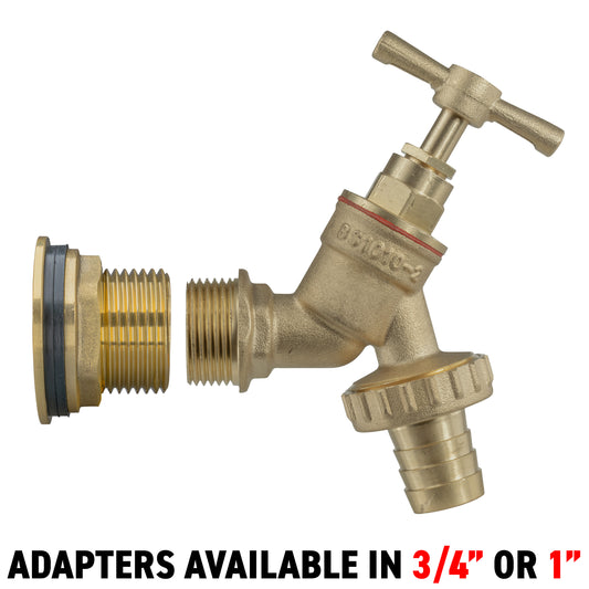 Full Brass Water Butt Adapter & Barbed Tap Kit