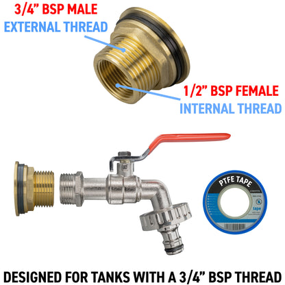 Brass Water Butt Adapter & Quick Connect Lever Tap