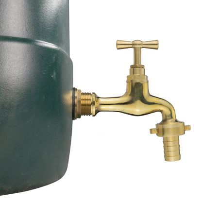 Full Brass Water Butt Adapter & Polished Barbed Tap Kit