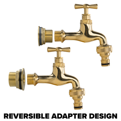 Full Brass Water Butt Adapter & Polished Quick Connect Tap Kit