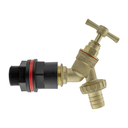 Water Butt Adapter + Brass Barbed Tap